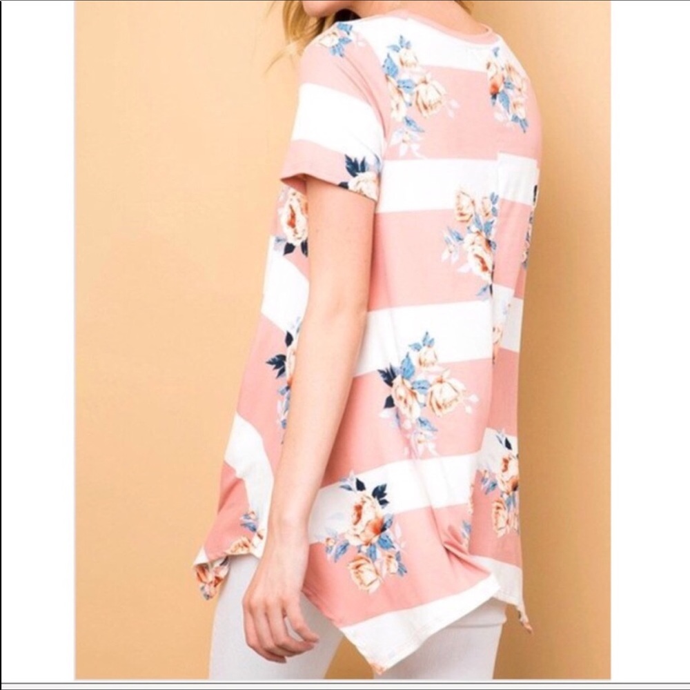 Floral striped plus size tunic. - Picture 3 of 3